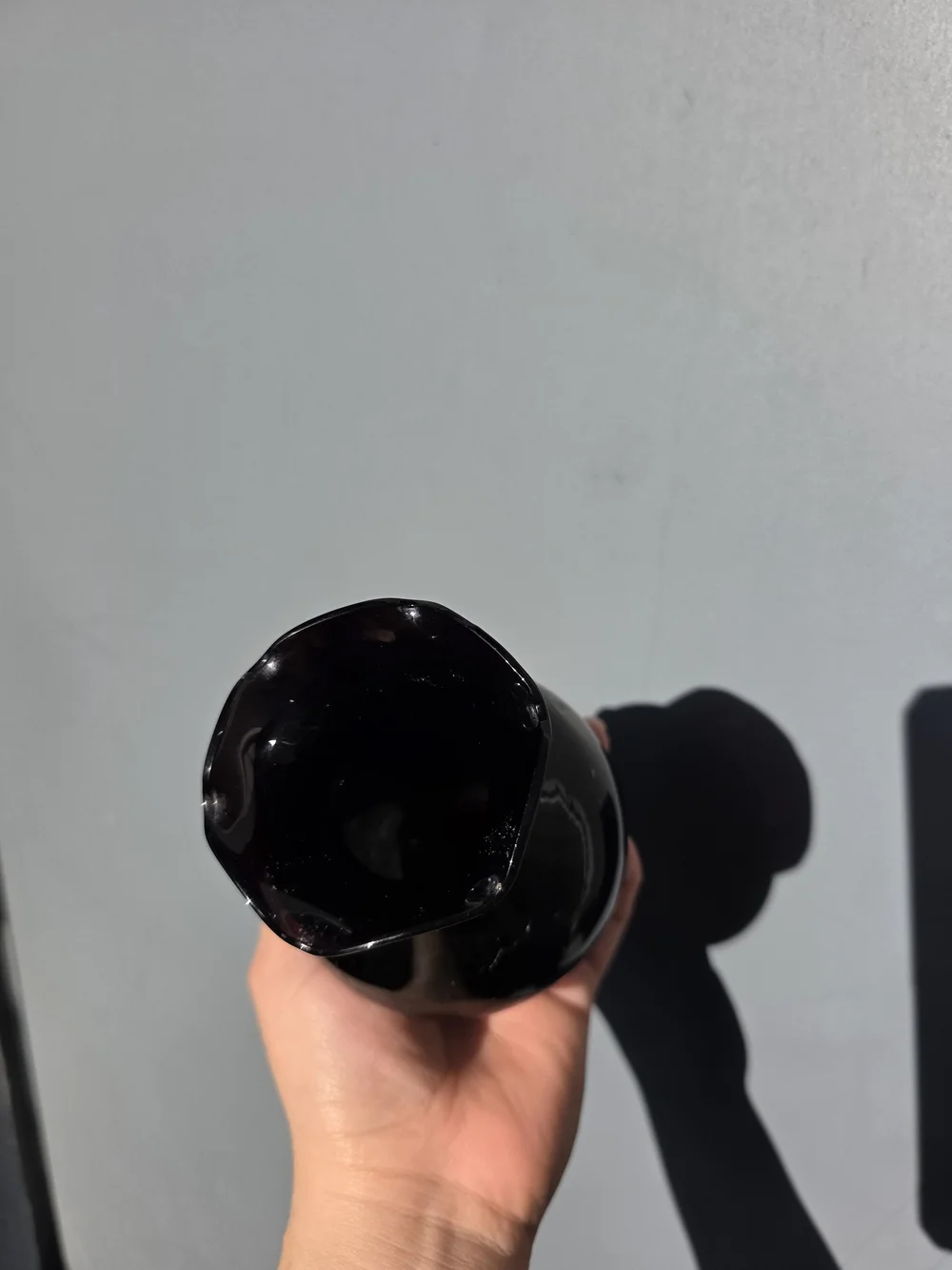 Vintage Black Amethyst Glass Vase Set 3 Ruffled Edge Flower Vases